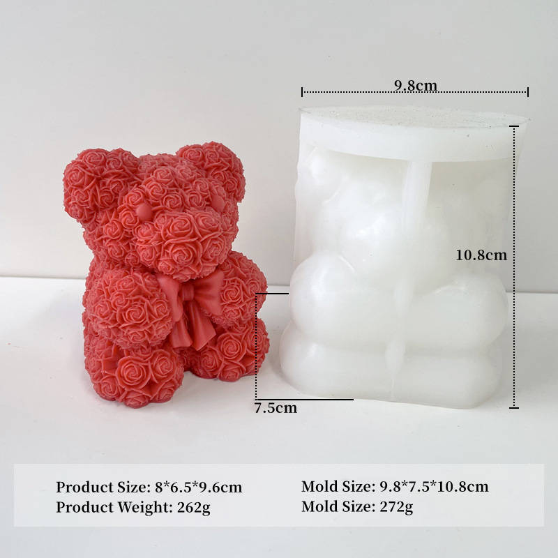 Valentine's Bear Candle Moulds 8 - Silicone Mould, Mold for DIY Candles. Created using candle making kit with cotton candle wicks and candle colour chips. Using soy wax for pillar candles. Sold by Myka Candles Moulds Australia