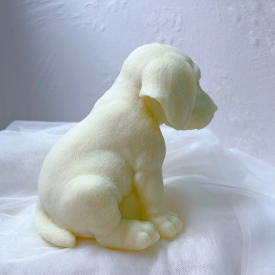 Beagle Candle Mould 6 - Silicone Mould, Mold for DIY Candles. Created using candle making kit with cotton candle wicks and candle colour chips. Using soy wax for pillar candles. Sold by Myka Candles Moulds Australia