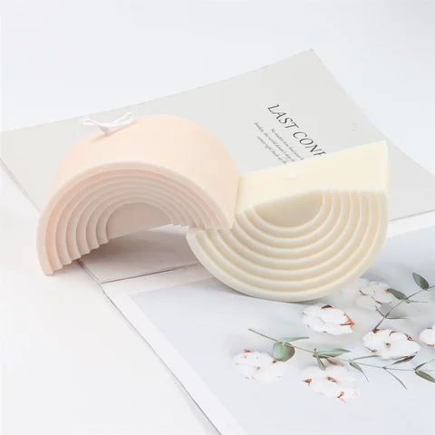 Semicircle Candle Mould 2 - Silicone Mould, Mold for DIY Candles. Created using candle making kit with cotton candle wicks and candle colour chips. Using soy wax for pillar candles. Sold by Myka Candles Moulds Australia