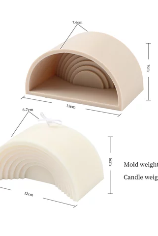 Semicircle Candle Mould 5 - Silicone Mould, Mold for DIY Candles. Created using candle making kit with cotton candle wicks and candle colour chips. Using soy wax for pillar candles. Sold by Myka Candles Moulds Australia