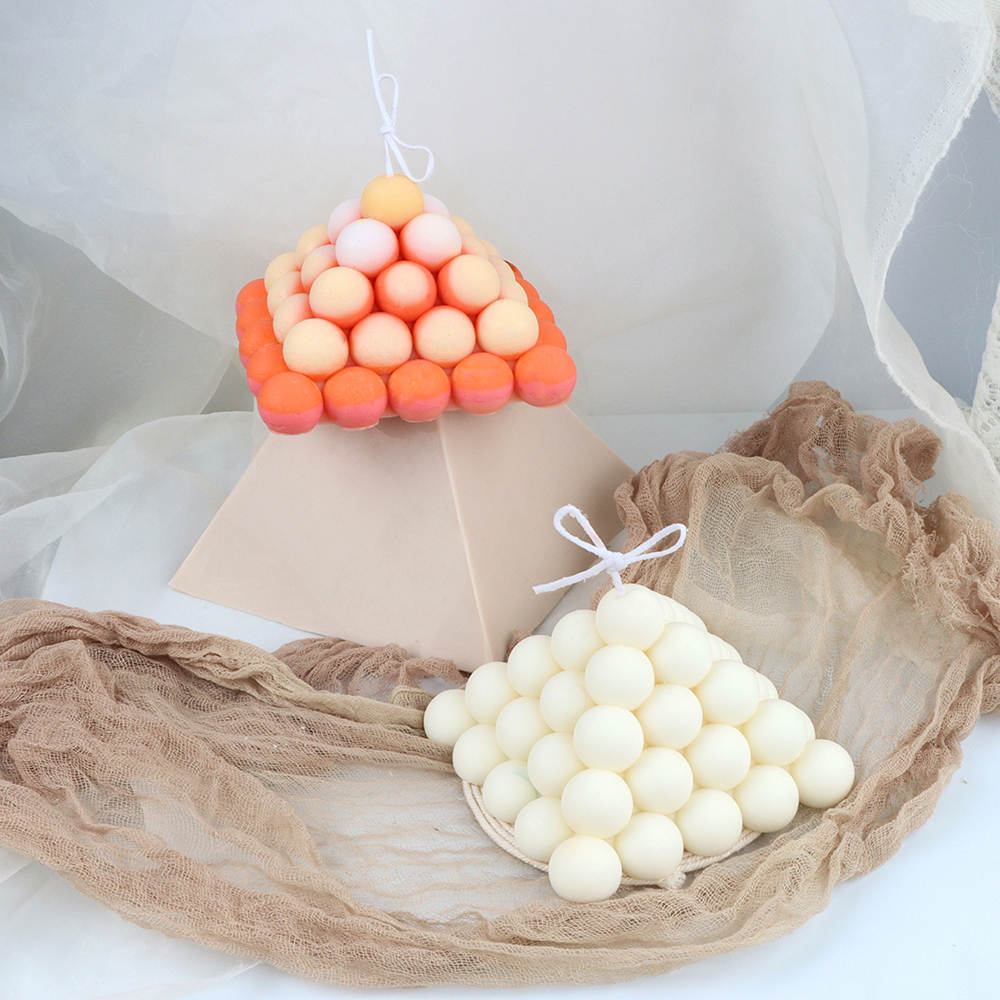 Bubble Pyramid Candle Moulds 4 - Silicone Mould, Mold for DIY Candles. Created using candle making kit with cotton candle wicks and candle colour chips. Using soy wax for pillar candles. Sold by Myka Candles Moulds Australia