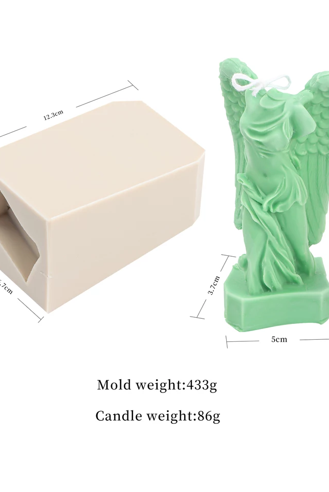 Goddess of Victory Candle Moulds 8 - Silicone Mould, Mold for DIY Candles. Created using candle making kit with cotton candle wicks and candle colour chips. Using soy wax for pillar candles. Sold by Myka Candles Moulds Australia