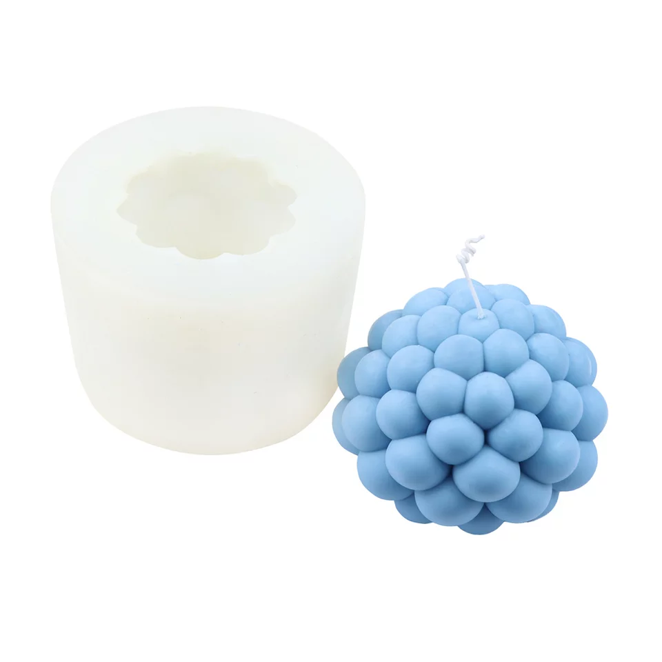 Bubble Ball Candle Moulds 4 - Silicone Mould, Mold for DIY Candles. Created using candle making kit with cotton candle wicks and candle colour chips. Using soy wax for pillar candles. Sold by Myka Candles Moulds Australia