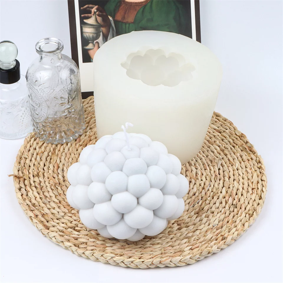 Bubble Ball Candle Moulds 3 - Silicone Mould, Mold for DIY Candles. Created using candle making kit with cotton candle wicks and candle colour chips. Using soy wax for pillar candles. Sold by Myka Candles Moulds Australia