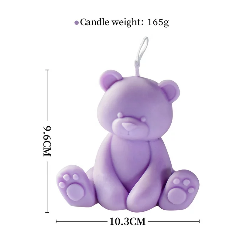 Teddy Bear Candle Mould 3 - Silicone Mould, Mold for DIY Candles. Created using candle making kit with cotton candle wicks and candle colour chips. Using soy wax for pillar candles. Sold by Myka Candles Moulds Australia