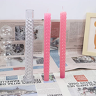 Swirl Pillar Candle Mould 0 - Silicone Mould, Mold for DIY Candles. Created using candle making kit with cotton candle wicks and candle colour chips. Using soy wax for pillar candles. Sold by Myka Candles Moulds Australia