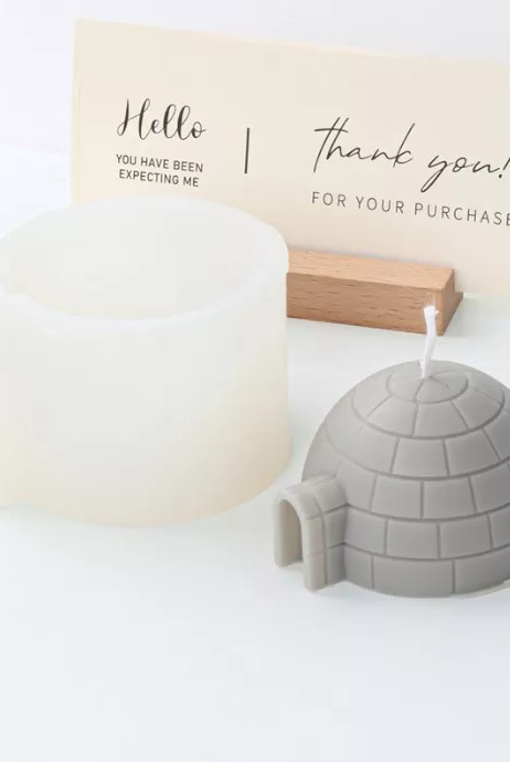 Igloo Candle Mould 3 - Silicone Mould, Mold for DIY Candles. Created using candle making kit with cotton candle wicks and candle colour chips. Using soy wax for pillar candles. Sold by Myka Candles Moulds Australia