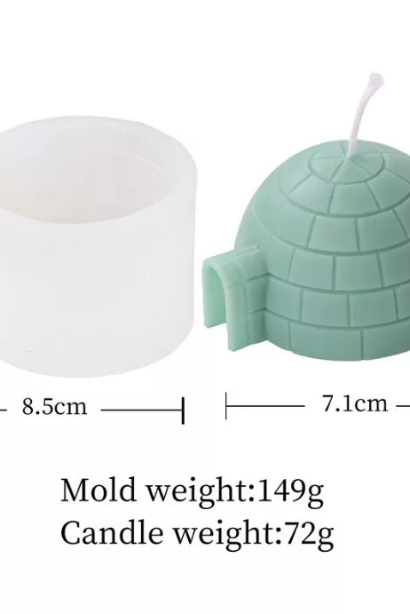 Igloo Candle Mould 4 - Silicone Mould, Mold for DIY Candles. Created using candle making kit with cotton candle wicks and candle colour chips. Using soy wax for pillar candles. Sold by Myka Candles Moulds Australia