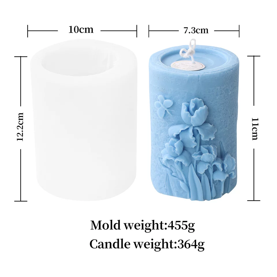 Orchid Candle Mould 5 - Silicone Mould, Mold for DIY Candles. Created using candle making kit with cotton candle wicks and candle colour chips. Using soy wax for pillar candles. Sold by Myka Candles Moulds Australia