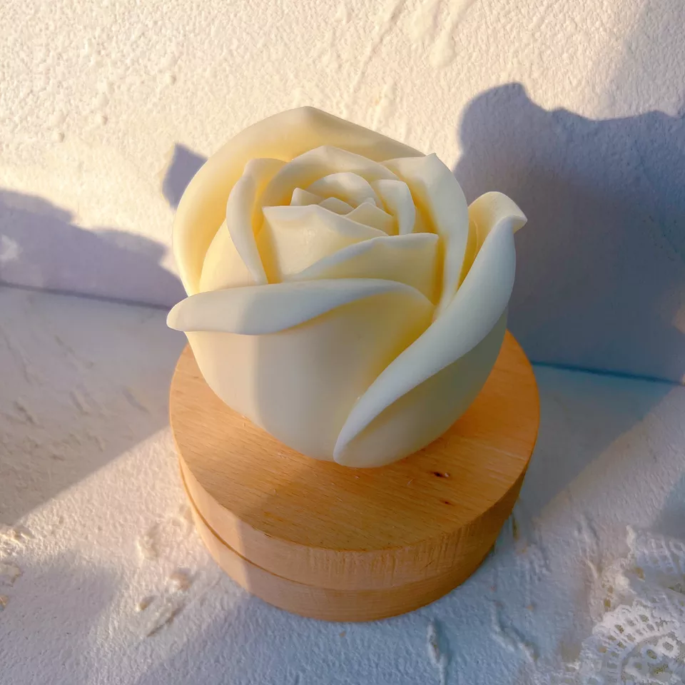 Large Rose Candle Moulds (Pink) 2 - Silicone Mould, Mold for DIY Candles. Created using candle making kit with cotton candle wicks and candle colour chips. Using soy wax for pillar candles. Sold by Myka Candles Moulds Australia