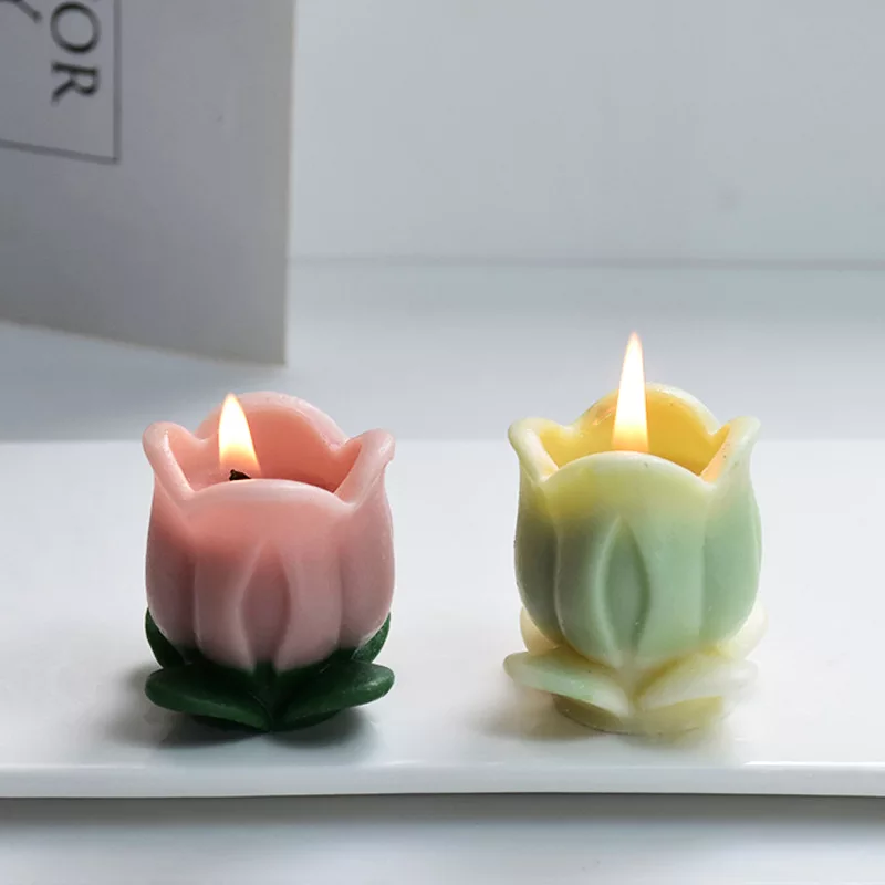 Blooming Tulip Candle Mould 0 - Silicone Mould, Mold for DIY Candles. Created using candle making kit with cotton candle wicks and candle colour chips. Using soy wax for pillar candles. Sold by Myka Candles Moulds Australia