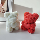 Valentine's Bear Candle Moulds 5 - Silicone Mould, Mold for DIY Candles. Created using candle making kit with cotton candle wicks and candle colour chips. Using soy wax for pillar candles. Sold by Myka Candles Moulds Australia