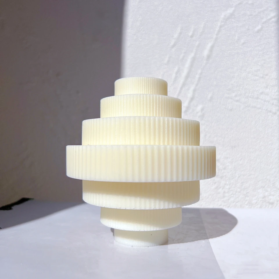 Ribbed Chandelier Candle Mould 2 - Silicone Mould, Mold for DIY Candles. Created using candle making kit with cotton candle wicks and candle colour chips. Using soy wax for pillar candles. Sold by Myka Candles Moulds Australia