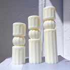 Doric Column Candle Moulds 2 - Silicone Mould, Mold for DIY Candles. Created using candle making kit with cotton candle wicks and candle colour chips. Using soy wax for pillar candles. Sold by Myka Candles Moulds Australia