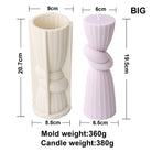 Tie the Knot Pillar Candle Mould 3 - Silicone Mould, Mold for DIY Candles. Created using candle making kit with cotton candle wicks and candle colour chips. Using soy wax for pillar candles. Sold by Myka Candles Moulds Australia
