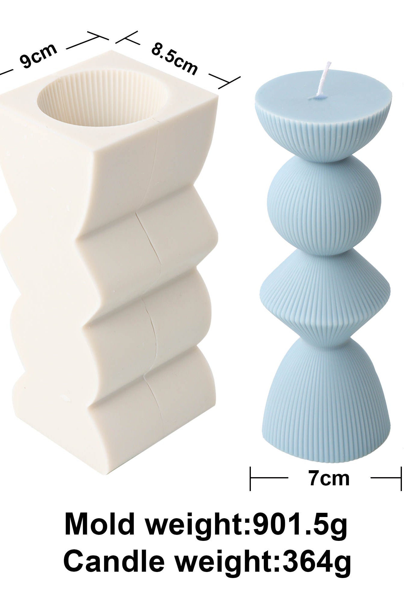 Ribbed Geometric Pillar Candle Mould 2 - Silicone Mould, Mold for DIY Candles. Created using candle making kit with cotton candle wicks and candle colour chips. Using soy wax for pillar candles. Sold by Myka Candles Moulds Australia