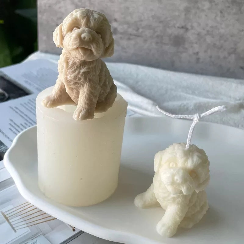 Cavoodle Candle Mould 7 - Silicone Mould, Mold for DIY Candles. Created using candle making kit with cotton candle wicks and candle colour chips. Using soy wax for pillar candles. Sold by Myka Candles Moulds Australia