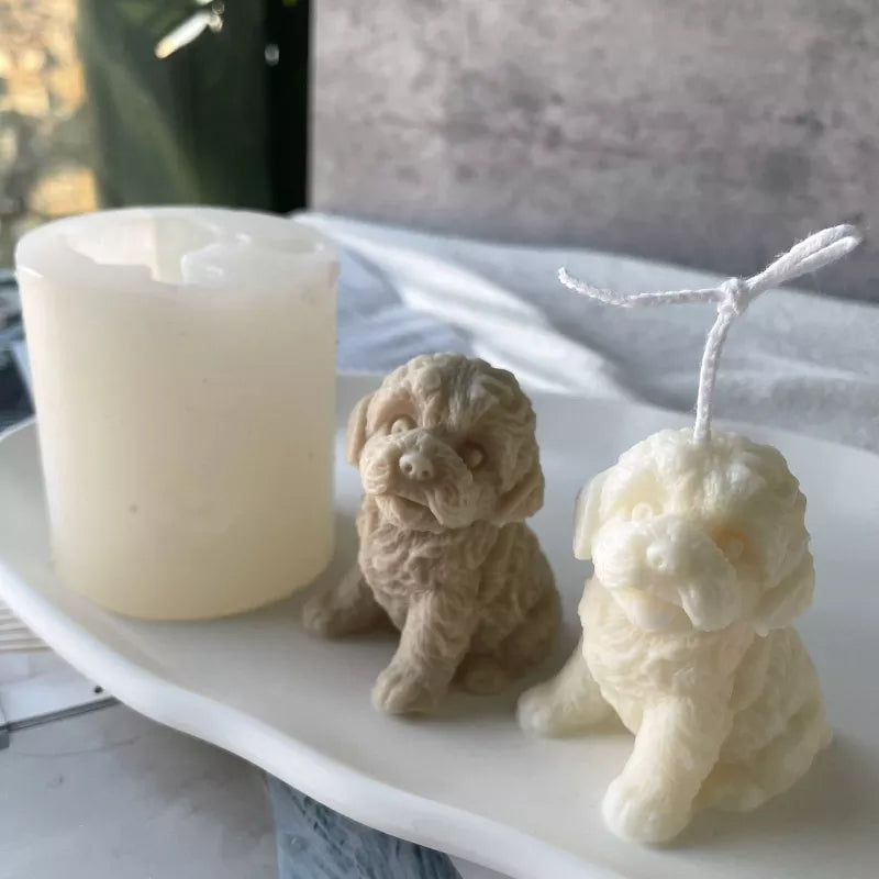 Cavoodle Candle Mould 4 - Silicone Mould, Mold for DIY Candles. Created using candle making kit with cotton candle wicks and candle colour chips. Using soy wax for pillar candles. Sold by Myka Candles Moulds Australia