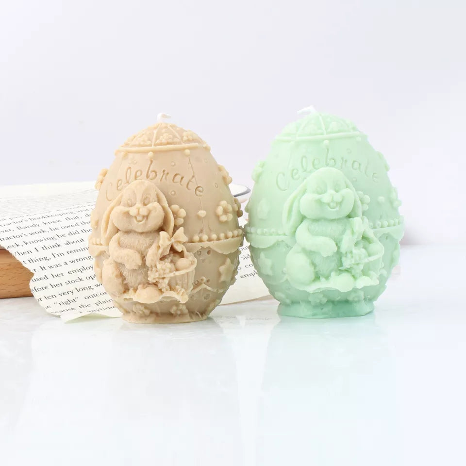 Celebrate Easter Egg Candle Moulds 3 - Silicone Mould, Mold for DIY Candles. Created using candle making kit with cotton candle wicks and candle colour chips. Using soy wax for pillar candles. Sold by Myka Candles Moulds Australia