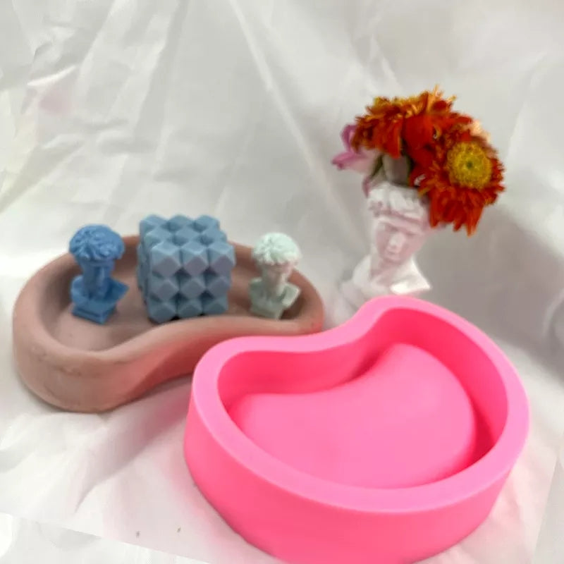 Trinket Dish Candle Mould 8 - Silicone Mould, Mold for DIY Candles. Created using candle making kit with cotton candle wicks and candle colour chips. Using soy wax for pillar candles. Sold by Myka Candles Moulds Australia