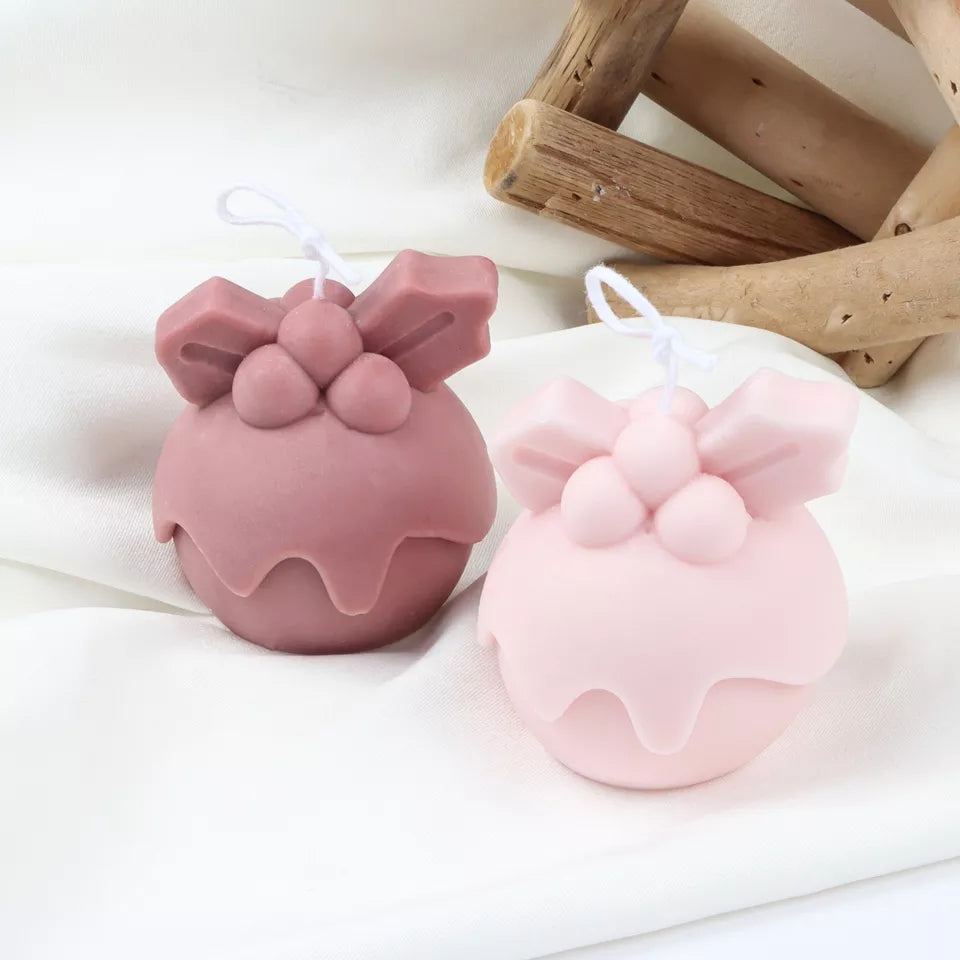 Christmas Pudding Candle Mould 0 - Silicone Mould, Mold for DIY Candles. Created using candle making kit with cotton candle wicks and candle colour chips. Using soy wax for pillar candles. Sold by Myka Candles Moulds Australia