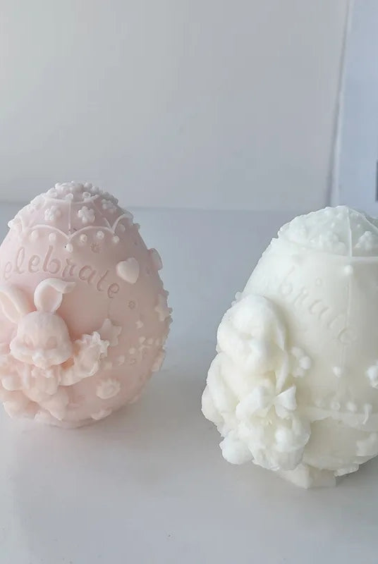 Celebrate Easter Egg Candle Moulds 8 - Silicone Mould, Mold for DIY Candles. Created using candle making kit with cotton candle wicks and candle colour chips. Using soy wax for pillar candles. Sold by Myka Candles Moulds Australia