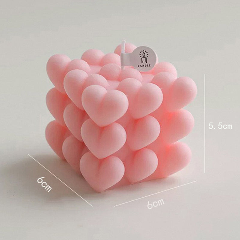 A detailed 2-Cavity Heart Cube Candle Mould silicone candle mould by MYKA Candles and Moulds, perfect for candle making, soap moulds, and resin moulds.