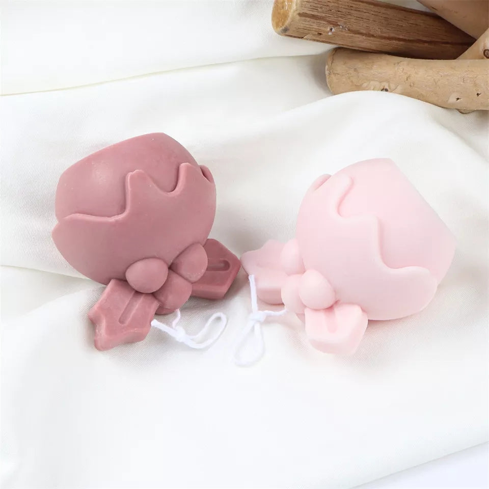 Christmas Pudding Candle Mould 1 - Silicone Mould, Mold for DIY Candles. Created using candle making kit with cotton candle wicks and candle colour chips. Using soy wax for pillar candles. Sold by Myka Candles Moulds Australia