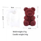 Rose Bear Candle Mould 3 - Silicone Mould, Mold for DIY Candles. Created using candle making kit with cotton candle wicks and candle colour chips. Using soy wax for pillar candles. Sold by Myka Candles Moulds Australia