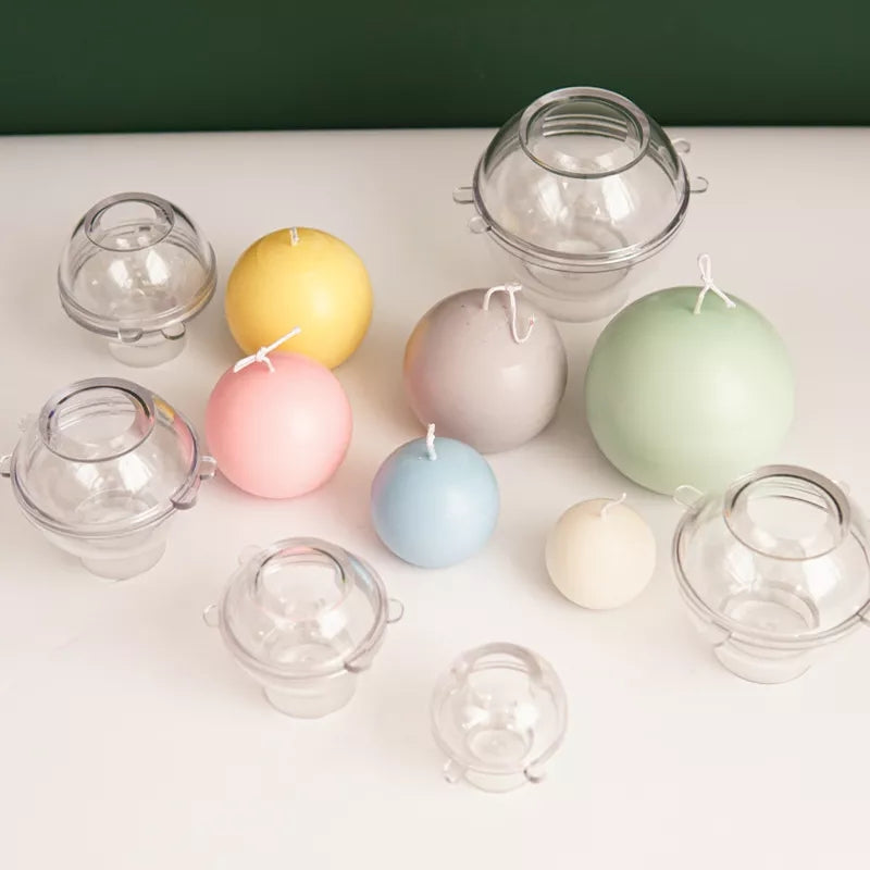 Orb Candle Moulds 1 - Silicone Mould, Mold for DIY Candles. Created using candle making kit with cotton candle wicks and candle colour chips. Using soy wax for pillar candles. Sold by Myka Candles Moulds Australia