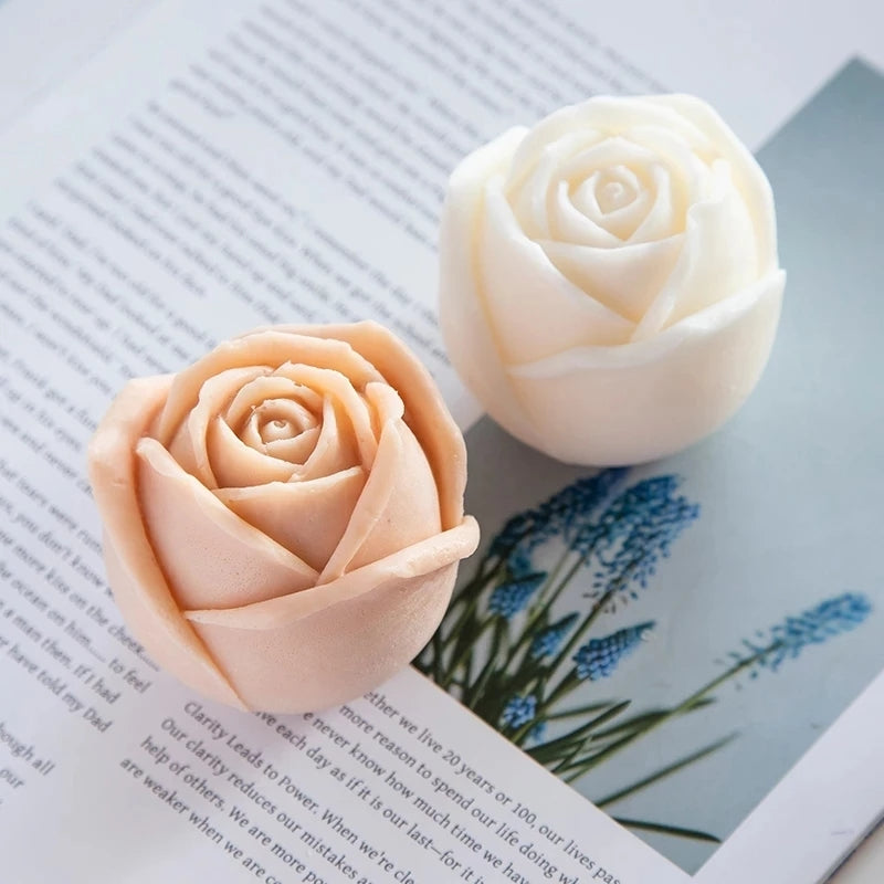 Rose Candle Moulds 10 - Silicone Mould, Mold for DIY Candles. Created using candle making kit with cotton candle wicks and candle colour chips. Using soy wax for pillar candles. Sold by Myka Candles Moulds Australia