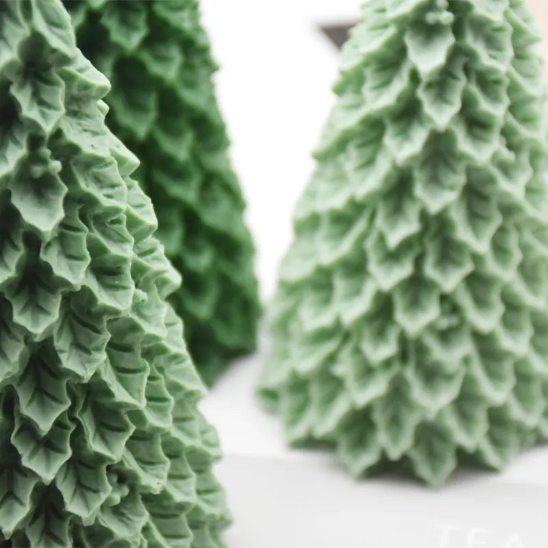 Fir Christmas Tree Candle Moulds 6 - Silicone Mould, Mold for DIY Candles. Created using candle making kit with cotton candle wicks and candle colour chips. Using soy wax for pillar candles. Sold by Myka Candles Moulds Australia
