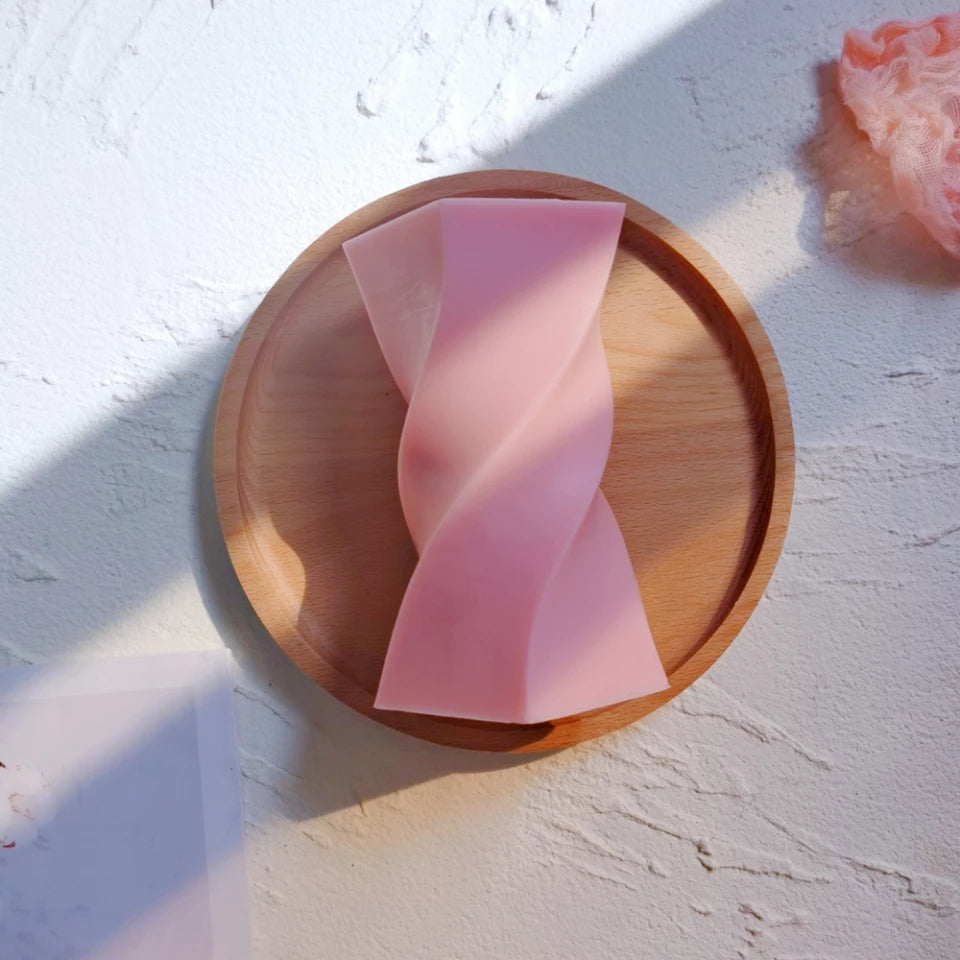 Twist Candle Mould 0 - Silicone Mould, Mold for DIY Candles. Created using candle making kit with cotton candle wicks and candle colour chips. Using soy wax for pillar candles. Sold by Myka Candles Moulds Australia