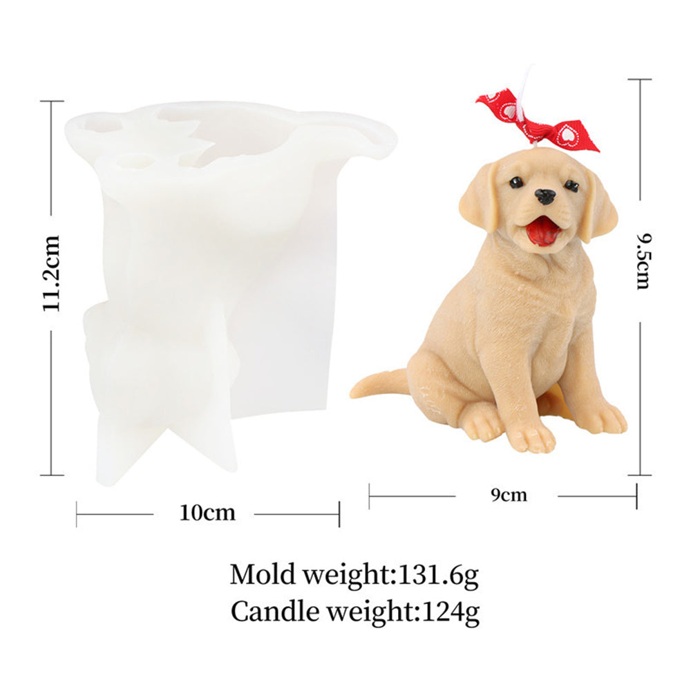 Labrador Candle Mould 1 - Silicone Mould, Mold for DIY Candles. Created using candle making kit with cotton candle wicks and candle colour chips. Using soy wax for pillar candles. Sold by Myka Candles Moulds Australia