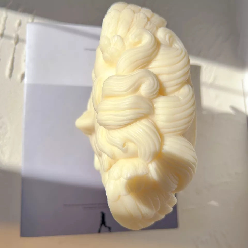 Medusa Candle Mould 3 - Silicone Mould, Mold for DIY Candles. Created using candle making kit with cotton candle wicks and candle colour chips. Using soy wax for pillar candles. Sold by Myka Candles Moulds Australia