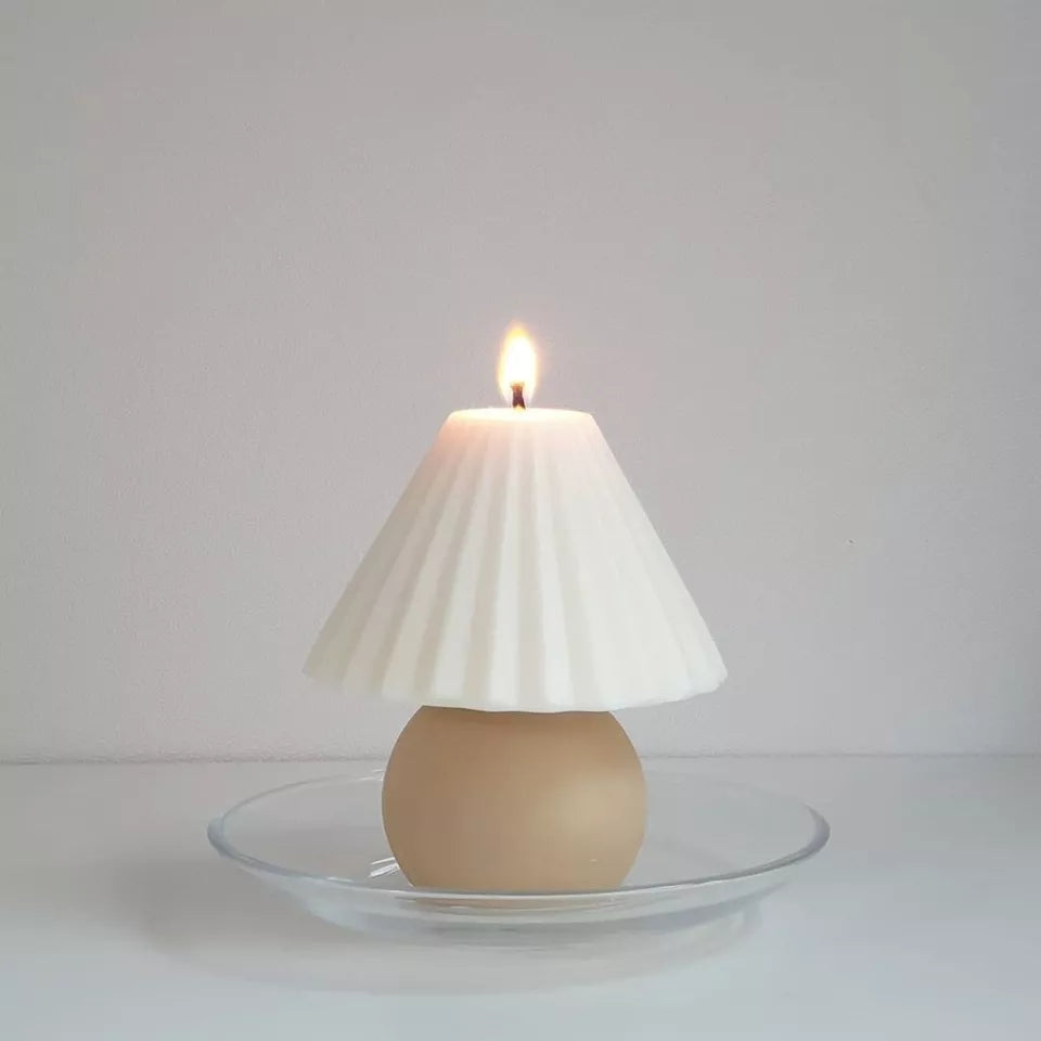 Mushroom Lamp Candle Mould 1 - Silicone Mould, Mold for DIY Candles. Created using candle making kit with cotton candle wicks and candle colour chips. Using soy wax for pillar candles. Sold by Myka Candles Moulds Australia