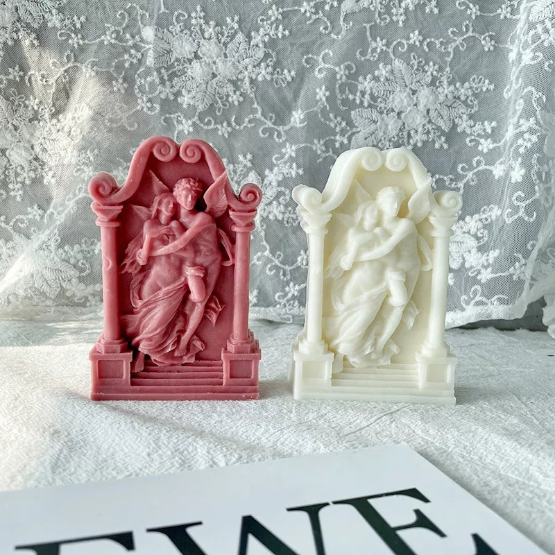 Eros & Psyche Candle Mould 0 - Silicone Mould, Mold for DIY Candles. Created using candle making kit with cotton candle wicks and candle colour chips. Using soy wax for pillar candles. Sold by Myka Candles Moulds Australia