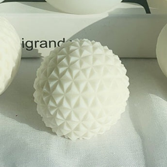 Geometric Orb Candle Mould 2 - Silicone Mould, Mold for DIY Candles. Created using candle making kit with cotton candle wicks and candle colour chips. Using soy wax for pillar candles. Sold by Myka Candles Moulds Australia