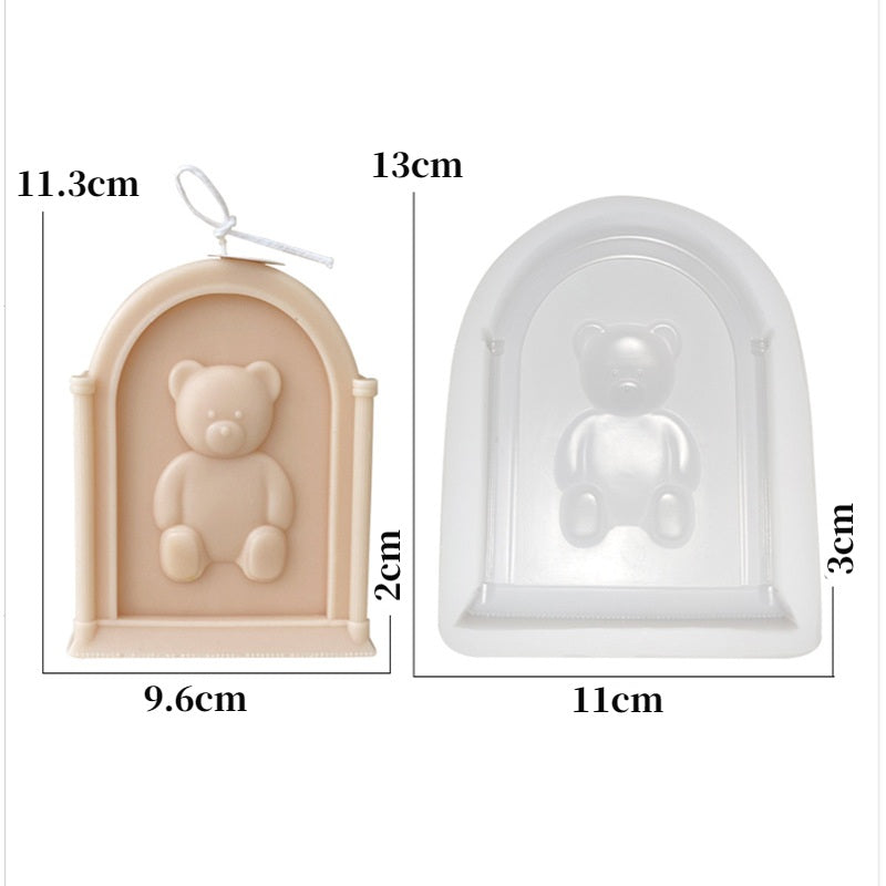 Arch Bear Candle Mould 6 - Silicone Mould, Mold for DIY Candles. Created using candle making kit with cotton candle wicks and candle colour chips. Using soy wax for pillar candles. Sold by Myka Candles Moulds Australia