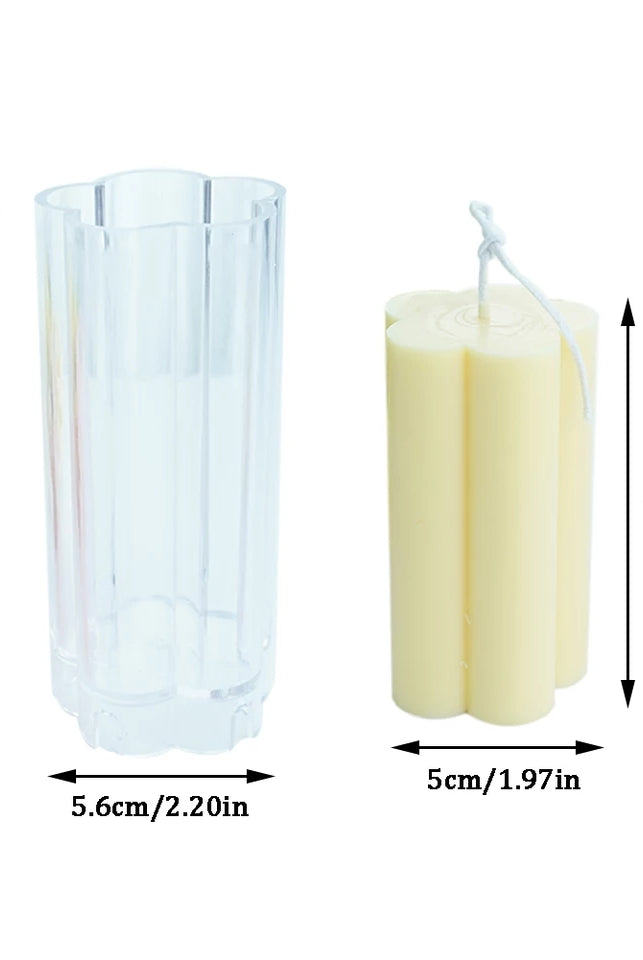 Blossom Pillar Candle Mould 3 - Silicone Mould, Mold for DIY Candles. Created using candle making kit with cotton candle wicks and candle colour chips. Using soy wax for pillar candles. Sold by Myka Candles Moulds Australia