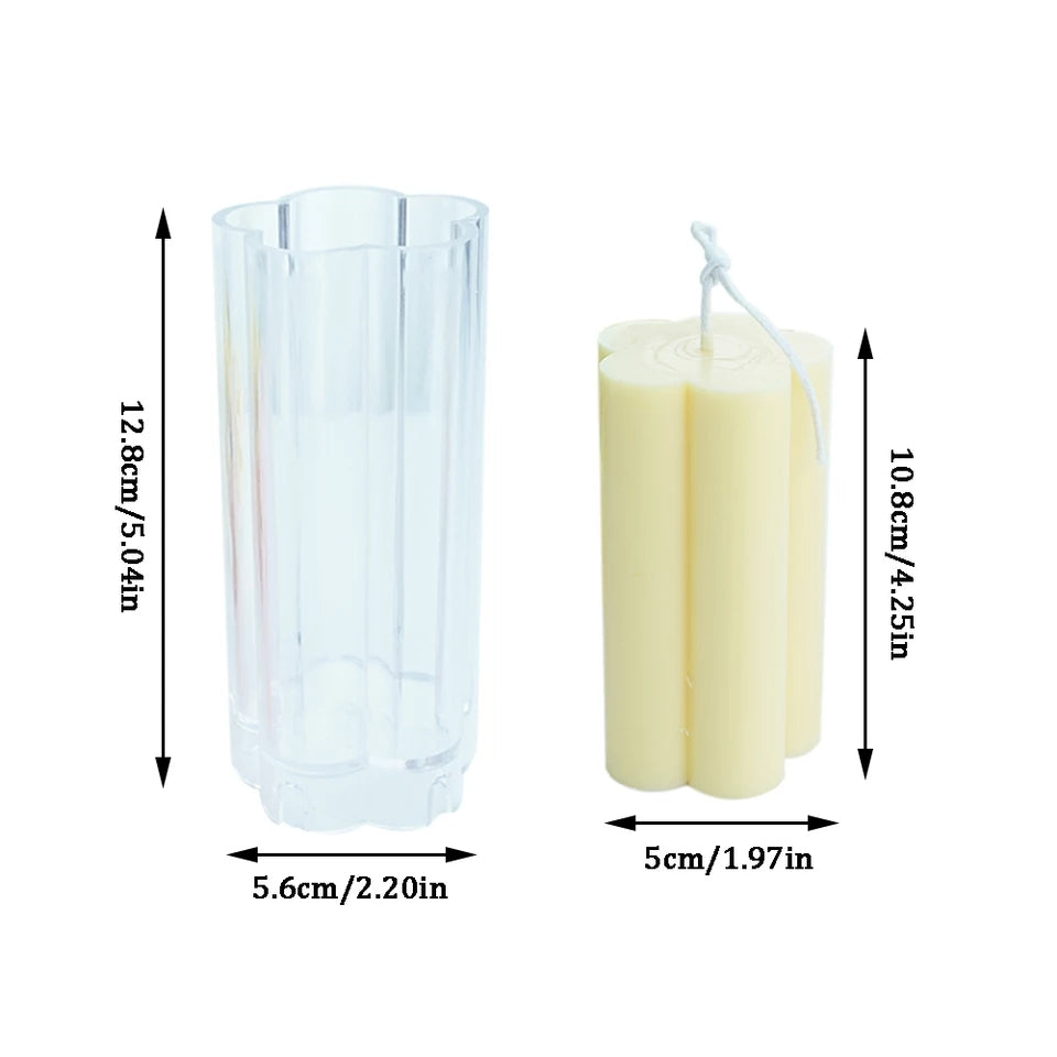 Blossom Pillar Candle Mould 3 - Silicone Mould, Mold for DIY Candles. Created using candle making kit with cotton candle wicks and candle colour chips. Using soy wax for pillar candles. Sold by Myka Candles Moulds Australia