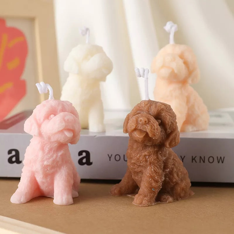 Cavoodle Candle Mould 2 - Silicone Mould, Mold for DIY Candles. Created using candle making kit with cotton candle wicks and candle colour chips. Using soy wax for pillar candles. Sold by Myka Candles Moulds Australia