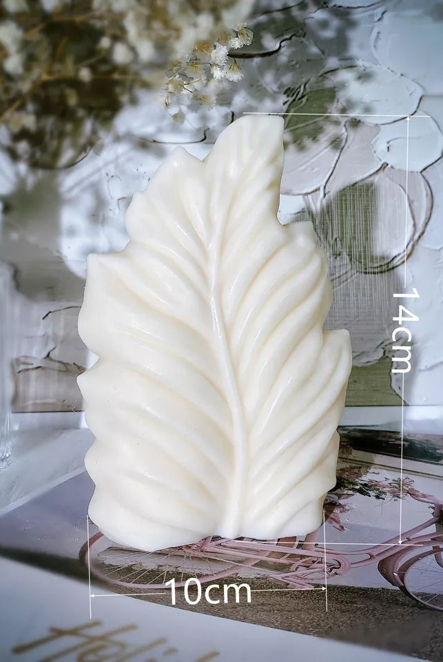 Feather Candle Mould 1 - Silicone Mould, Mold for DIY Candles. Created using candle making kit with cotton candle wicks and candle colour chips. Using soy wax for pillar candles. Sold by Myka Candles Moulds Australia