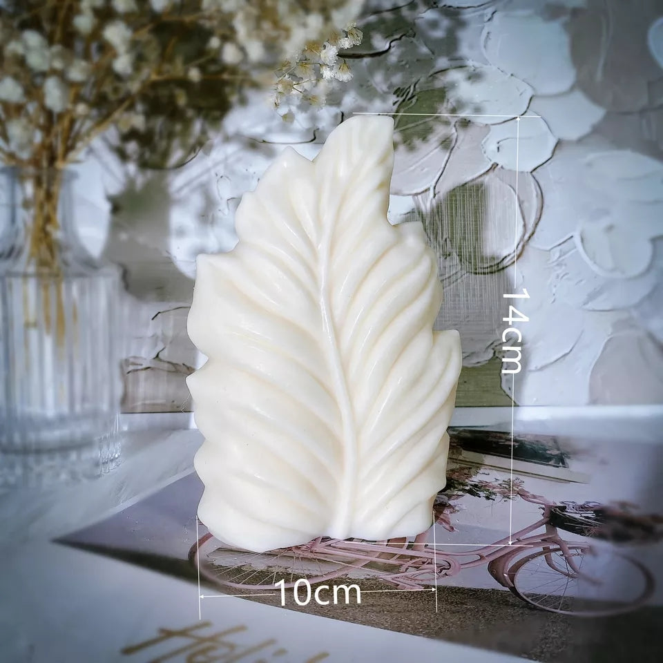 Feather Candle Mould 1 - Silicone Mould, Mold for DIY Candles. Created using candle making kit with cotton candle wicks and candle colour chips. Using soy wax for pillar candles. Sold by Myka Candles Moulds Australia
