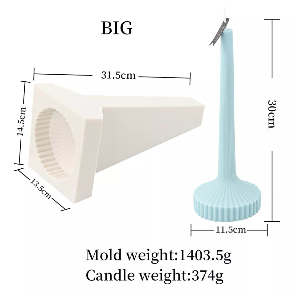 Torchiere Candle Mould 9 - Silicone Mould, Mold for DIY Candles. Created using candle making kit with cotton candle wicks and candle colour chips. Using soy wax for pillar candles. Sold by Myka Candles Moulds Australia
