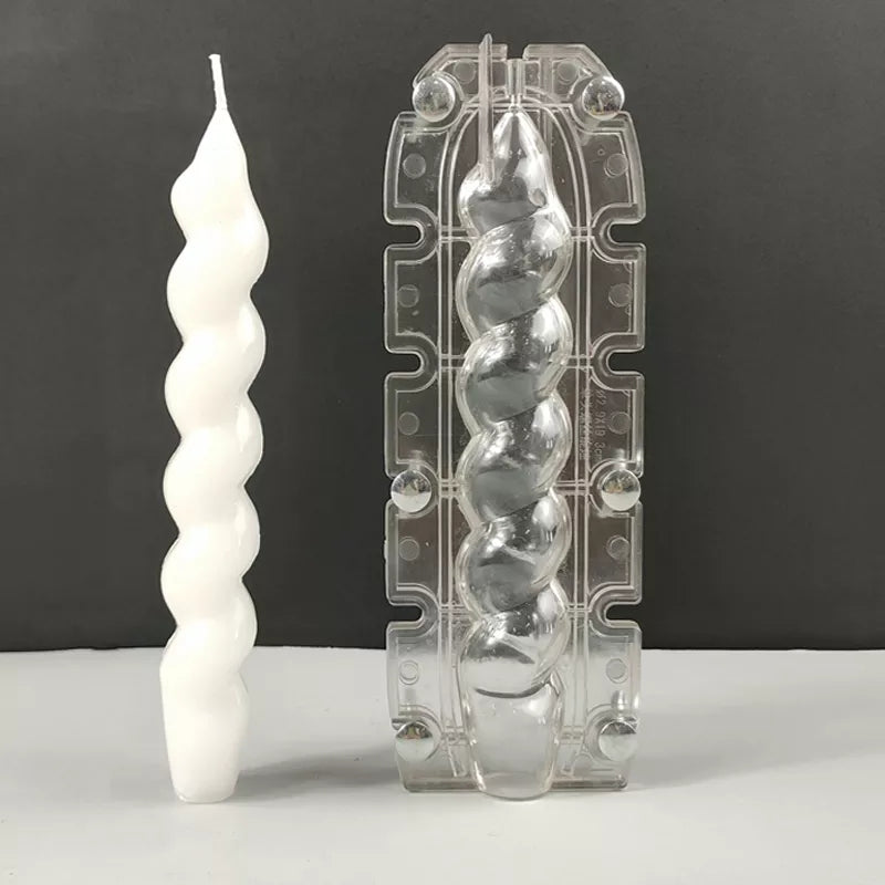 Twisted Pillar Candle Mould 5 - Silicone Mould, Mold for DIY Candles. Created using candle making kit with cotton candle wicks and candle colour chips. Using soy wax for pillar candles. Sold by Myka Candles Moulds Australia