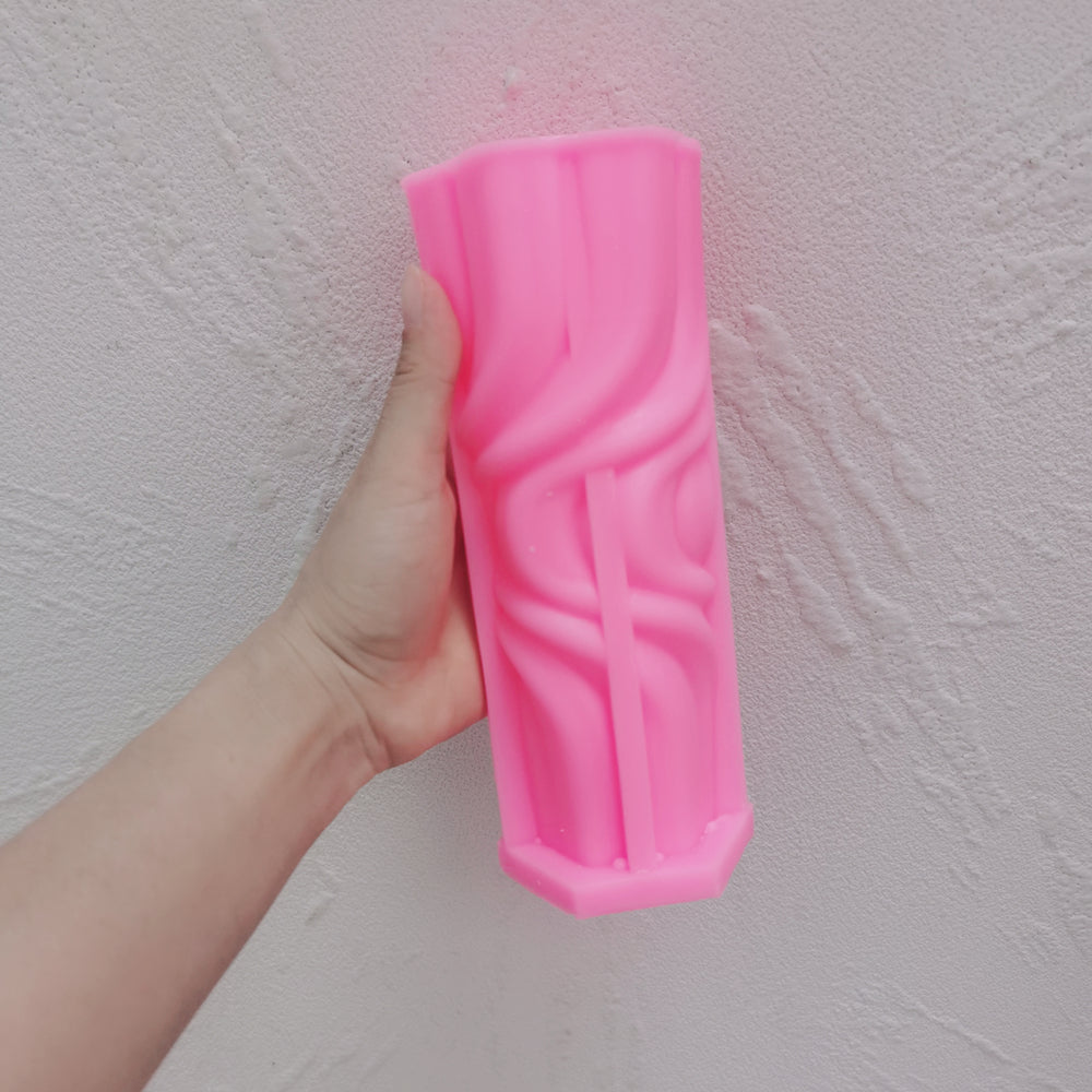 The Abstract Pillar Candle Mould silicone candle mould by MYKA Candles and Moulds, perfect for small business candle, soap, and cake mould production.