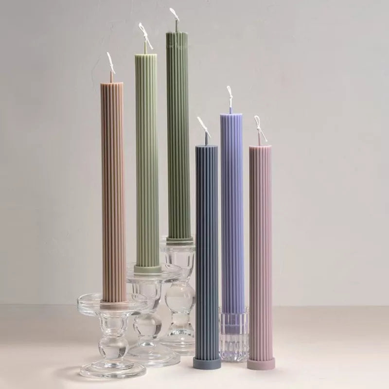 Crafting with the Base Ribbed Pillar Candle Mould silicone candle mould by MYKA Candles and Moulds, also used for soap, resin, and cake moulds.