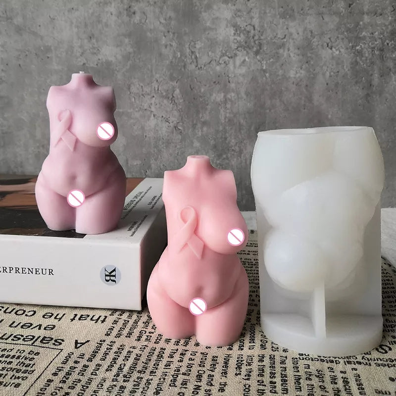 A heat-resistant Breast Cancer Candle Mould silicone candle mould by MYKA Candles and Moulds, ideal for soap, resin, and baking mould applications.