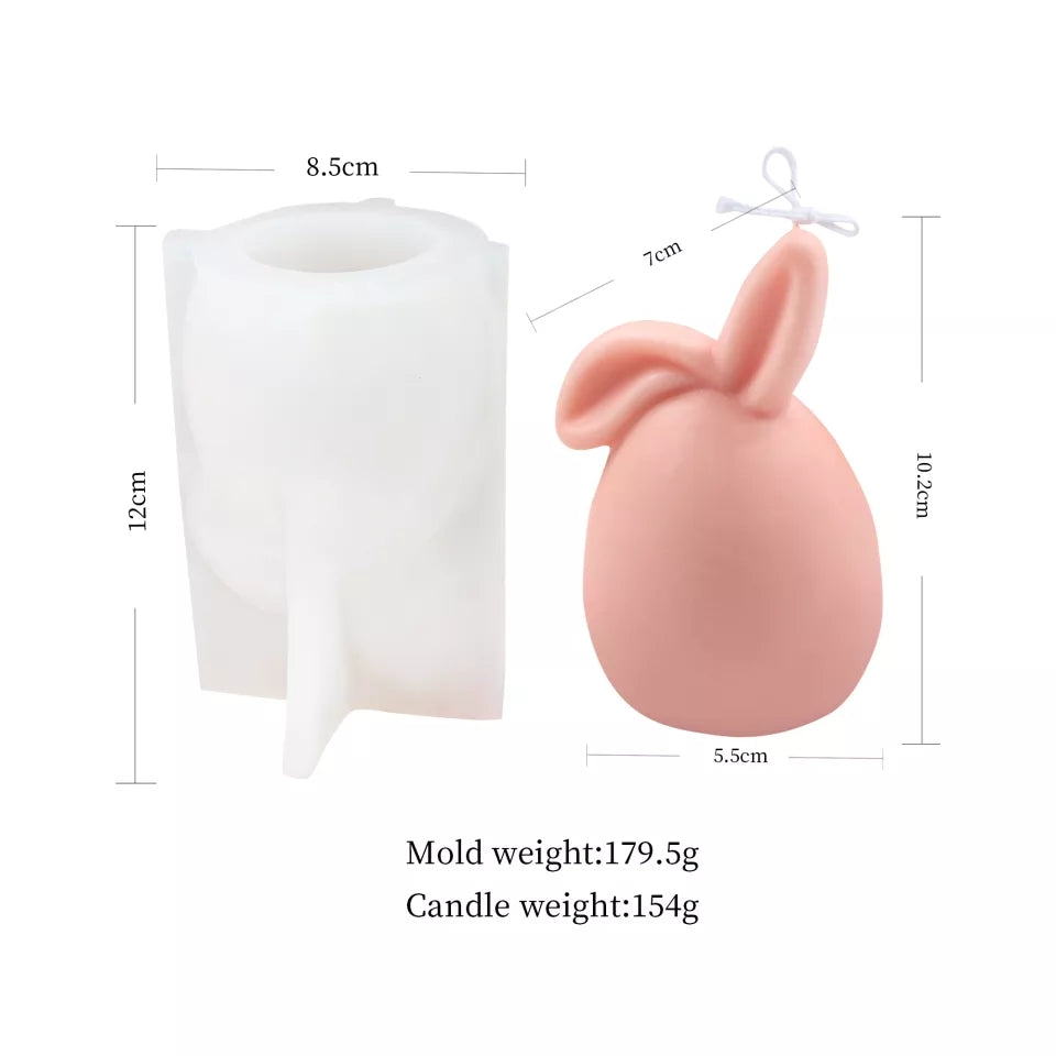 The flexible Bunny Egg Candle Moulds silicone candle mould by MYKA Candles and Moulds, suitable for soap moulds and food-grade cake mould use.